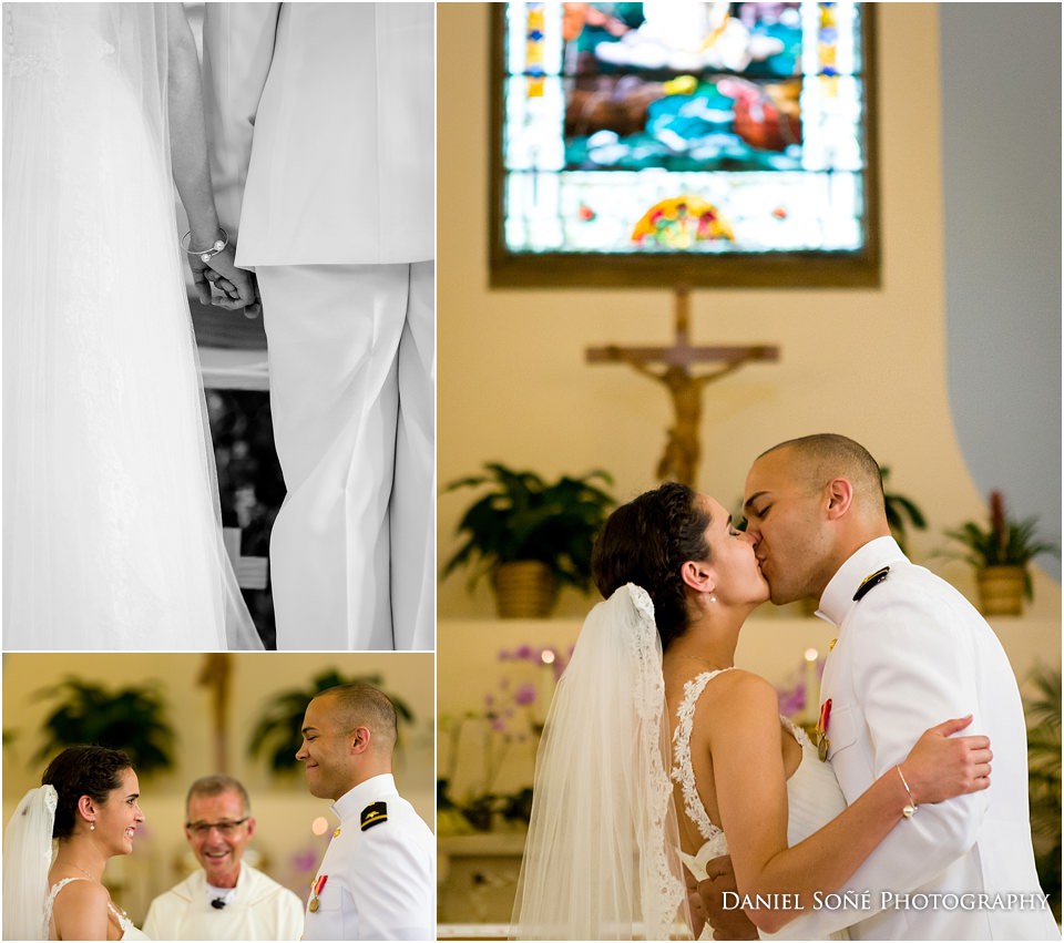 Gabriel and Angelica had a Catholic military wedding at the Basilica of St. Mary Star of the Sea.