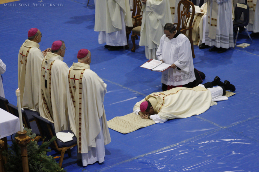  Bishop-elect Fernando Isern prostrated before nearly 3,000 people during the Litany of Saints.