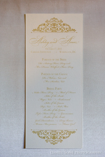 wedding program for Amar & Ashley's Carnegie Institute Wedding
