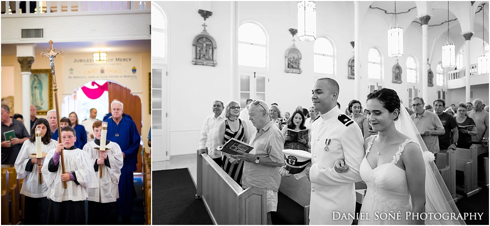 Gabriel and Angelica had a Catholic military wedding at the Basilica of St. Mary Star of the Sea.